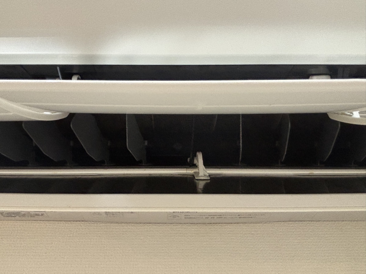 吹き出し口の奥をのぞいたところ。手が届くのは手前だけで、奥には回転する部品がある